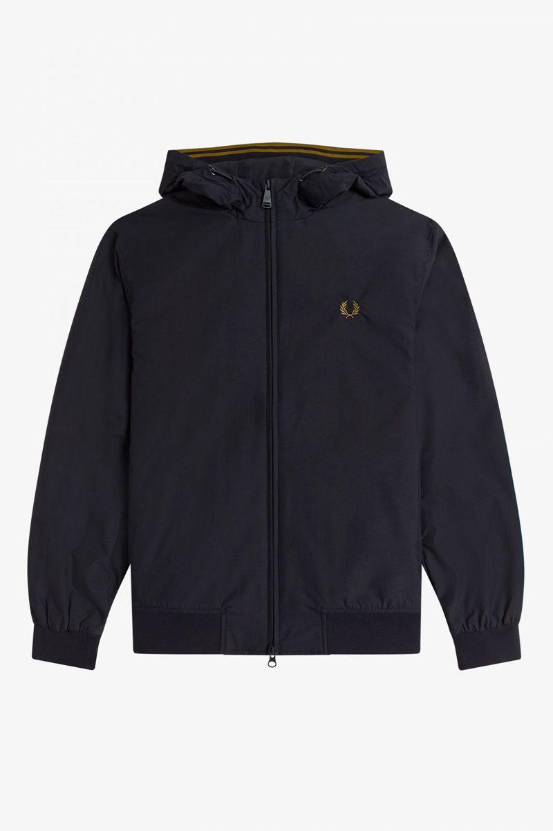 Navy Fred Perry Hooded Brentham Men's Jackets | PH 1193LISH